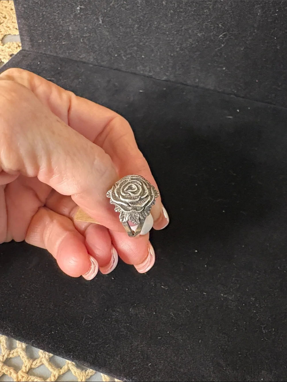 Silver Floral Rose Statement Ring - Women's Jewelry